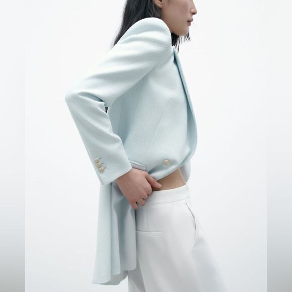 ZARA DOUBLE BREASTED LONG BLAZER - Picture 5 of 10